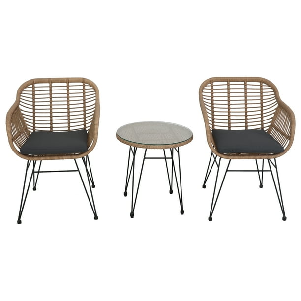 Northlight 3 Piece Coral Bay Rattan Outdoor Patio Bistro Set with Cushions