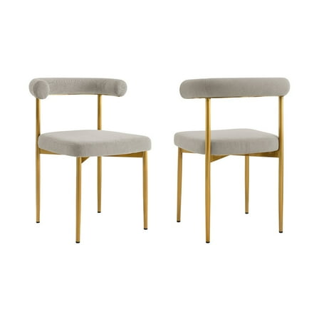 Shannon Dining Chair with Gold Brushed Stainless Steel and Taupe Fabric - Set of 2