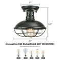 thumbnail image 3 of FRIDEKO HOME 2 Pack Industrial Black Semi Flush Mount Ceiling Lights, 8.7", E26 Base, Farmhouse Ceiling Light Fixtures for Hallway Kitchen Porch Laundry Room (Without Bulb), 3 of 12