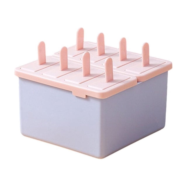 Ice Maker Cream Kitchen Gadget Molding Tool DIY Prop 8 Grids Non-stick Washable Household Popsicles Dessert Freezer 8 Grids/Yellow-blue