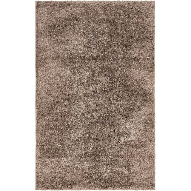 Unique Loom Tapis Moderne Urbain Studio Shag Solide 5' x 8' Rectangle Brun
