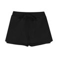 thumbnail image 4 of CYRBOKO Girls Athletic Shorts, Drawstring Summer Loose Elastic Waist Shorts with Pockets Black Size 10-11 T, 4 of 9