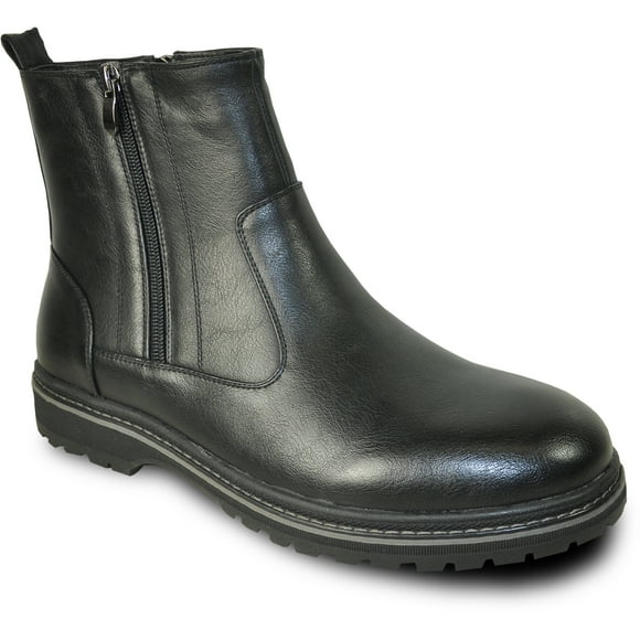 bravo! Chaussures d'Hiver Imperméables Hommes MARK-3 en Fourrure Doublée avec Double Fermeture Éclair Black