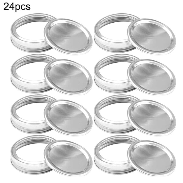 24pcs /12sets Regular Mouth Canning Lids Bands Split-Type Leak Proof for Mason Jar Canning Lids with Rings