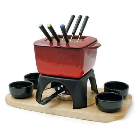 Swissmar Mont Blanc 15 Piece Cast Iron Fondue Set - Red