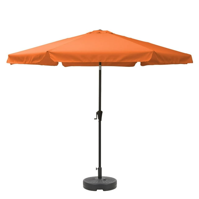CorLiving 10ft Large Round, Market Outdoor Patio Umbrella with Side Flaps, Steel Frame and Round Fillable Base