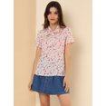 thumbnail image 3 of Unique Bargains Blouse Imprimée à Manches Courtes avec Nœud pour Femmes, 3 of 6