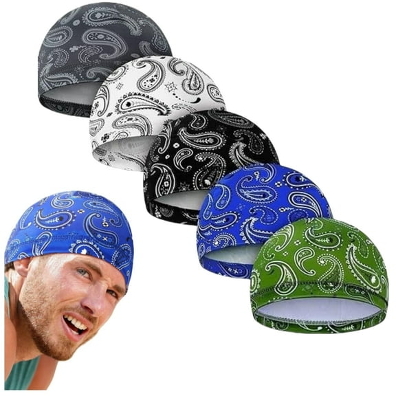 5 Pcs Men Skull Caps Cooling Welding Hard Helmet Liner Cycling Wicking Beanie Do Rag Head Wrap