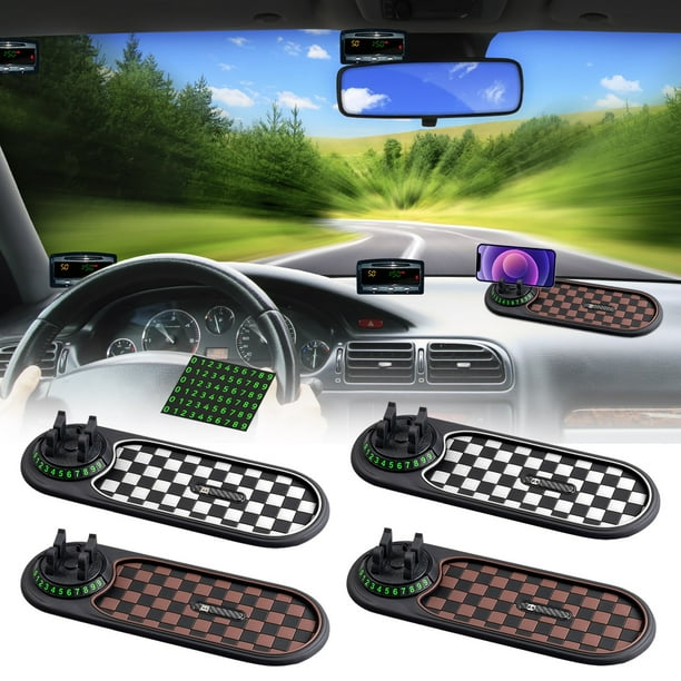 Alfombrilla Multifuncional Antideslizante para Salpicadero de Coche | Decoración Interior y Soporte para Matrícula | Fácil de Limpiar y Elegante | Incluye 1 Soporte para Móvil, 1 Señal de Aparcamient