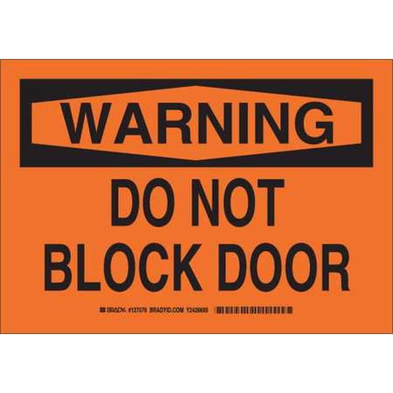 BRADY 127075 Warning Sign, 7 x 10In, Black/Orange