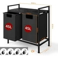 thumbnail image 3 of Modern Rolling Laundry Basket Organizer Laundry Hamper Cart with Storage Shelf, 3 of 7