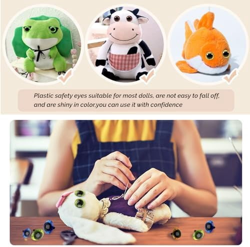 TOAOB 20pcs 23mm Safety Eyes for Amigurumis Colored Plastic Craft Crochet Eyes with Washers for DIY Plush Stuffed Animals Doll Making