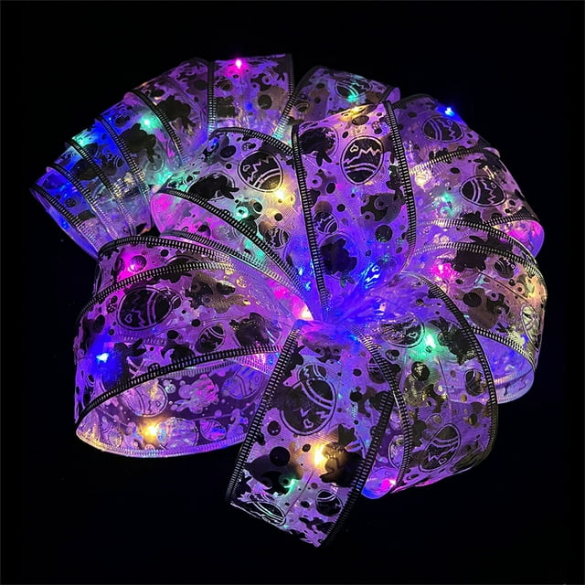 EGNMCR Easter Decorations For The Home Easter Decor Easter Decoration LED Ribbon Lights Easter Tree Ornaments DIY Lace Bow String Lights Decoration Easter Decorations