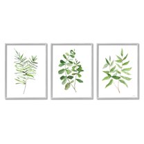 Stupell Kitchen Herb Bunches Botanicals Botanical & Floral Painting Gray Framed Art Print Wall Art, Set of 3
