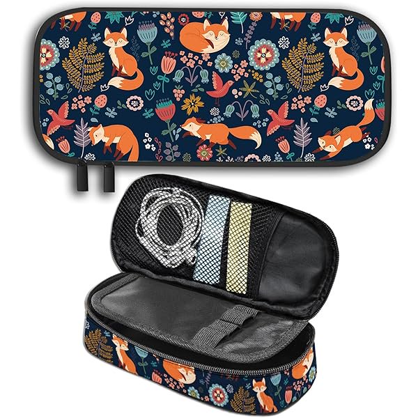 wonima02 Fox Pencil Case for Kids – Large Capacity Double Zipper Pen Pouch with Compartments, School Supplies Organizer for Boys and Girls, Ideal for Students Office, Back to School Gift Idea