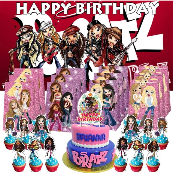 Bratz Girls Treat Bags Candy Decorations Party Favor Supplies Birthday Cake Topper Backdrop Banner