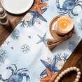 thumbnail image 3 of Crab Coastal Table Runner 70 Inches, Summer Beach Blue Ombre Coral Starfish Bed Runner Dresser Scarves Tabletop for Indoor Outdoor Parties/Ceremony/Banquet, 13" x 70", 3 of 9