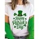 thumbnail image 1 of Women's "Happy St. Patrick's Day" White T-Shirt - Comfortable, Fashionable Casual Wear With Green Clover And Leprechaun Hat Design, Short Sleeve Round Neck Top, Seasonal Top|Comfortable Fit, Ladies T, 1 of 6
