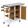 thumbnail image 6 of Foldable Outdoor Kitchen Island with Lockable Wheels, Portable Patio Prep Station, Stainless Steel Top and Storage Cabinet, Brown, 6 of 18