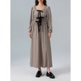 thumbnail image 3 of Gupgi Women Floral Dress Front Bow Tie Plaid Dress Boho Long Sleeve Ruffle Flowy Dresses, 3 of 7