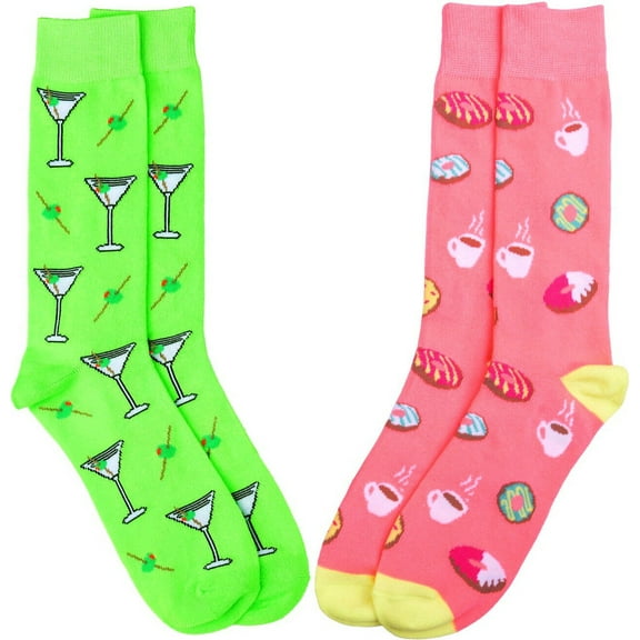 Mens Donuts Coffee Martini Socks Fun Novelty Socks Fit Shoe Size 6-12 Gift