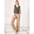 thumbnail image 2 of DARING DIVA Women's Linen Vest Button Down V Neck Business Waistcoat 2XL Brown, 2 of 6