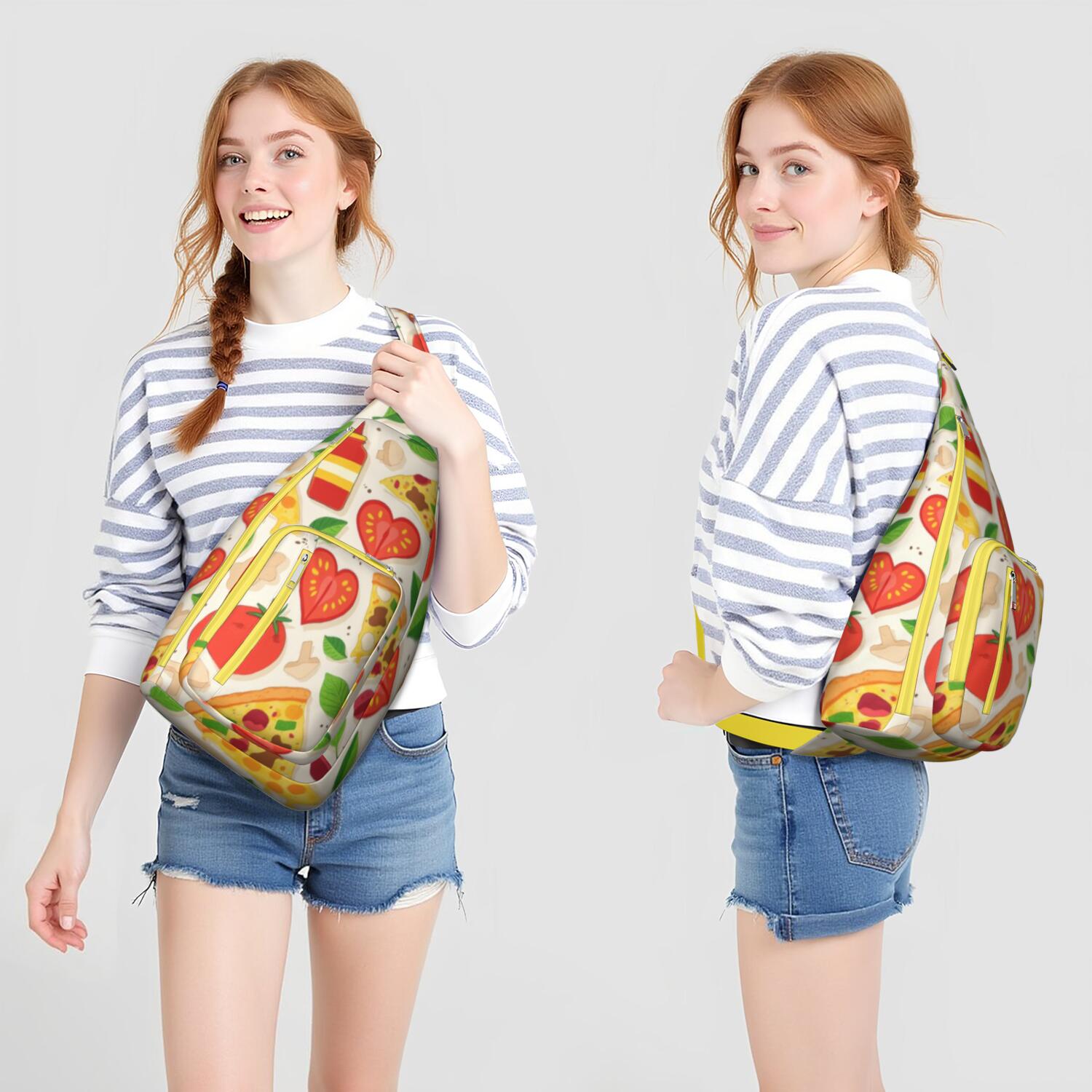 Stylish Crossbody Sling Bag Pizza Crossbody Shoulder Backpack Adjustable Lightweight Travel Hiking Casual Daypack for Unisex