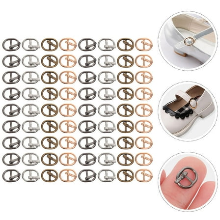 TEHAUX 80Pcs Miniature Buckle Shoes for Dolls Black Alloy Doll Clothing Accessories