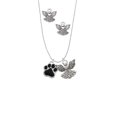 thumbnail image 2 of Delight Jewelry Silvertone Large Black Paw Silver tone Guardian Angel Charm Necklace and Stud Earrings, 2 of 4