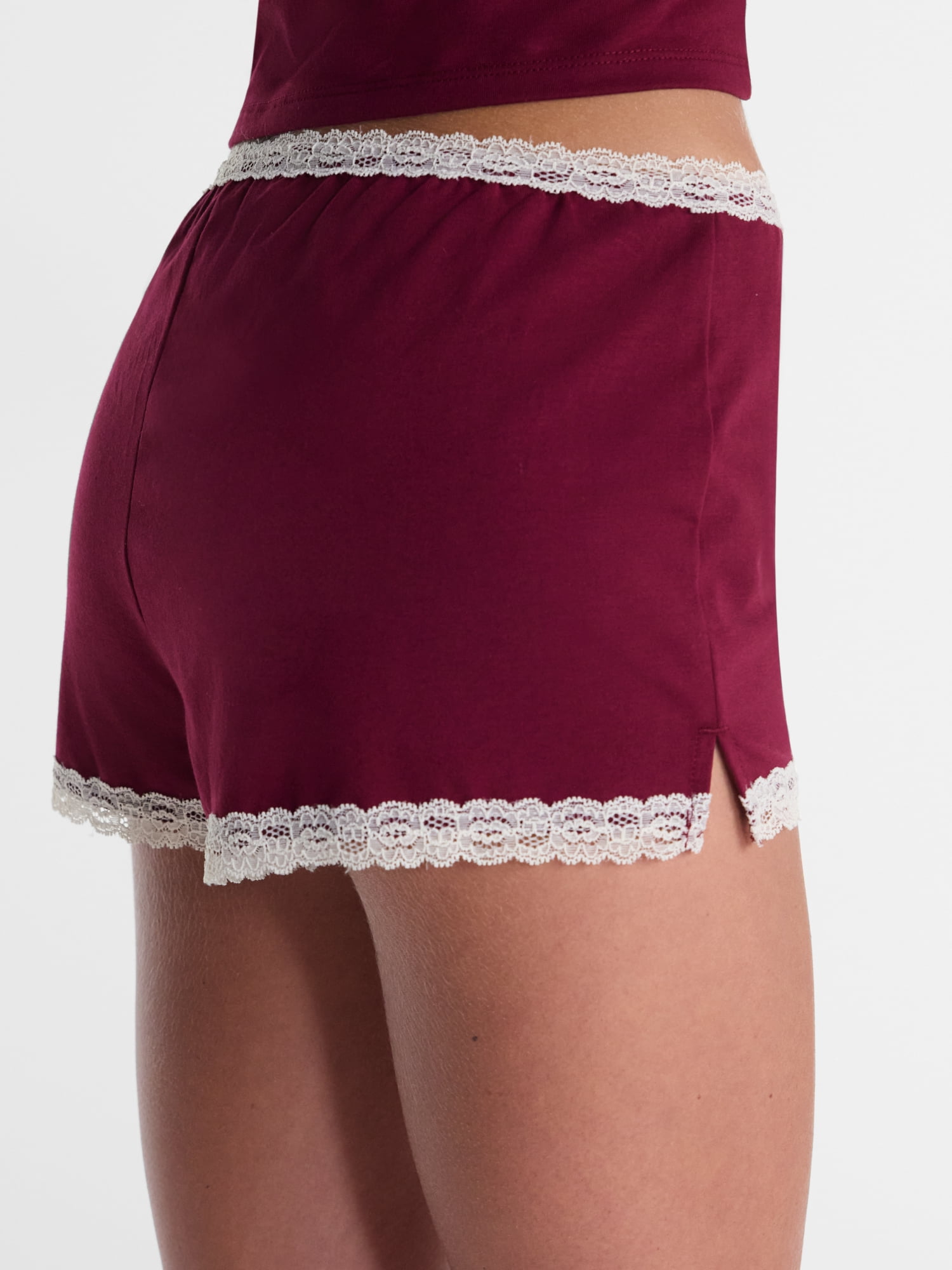 No Boundaries Cotton Blend Jersey Lace Sleep Shorts, Women’s XXS-3X