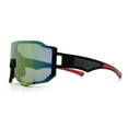thumbnail image 6 of Oversized Mens Color Mirror Rimless Shield Plastic MTB Sport Sunglasses Black Red - Orange Mirror, 6 of 7