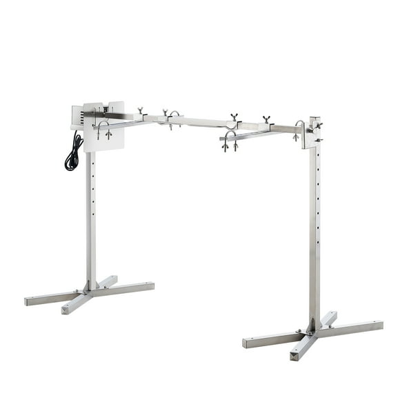 KFFKFF Electric Rotisserie BBQ Kit, 46" with 132 lbs Load, Auto 52W Motor, Height-Adjustable Stand, Stainless Kit, Spit Rod & Heat Guard for Pig & Lamb