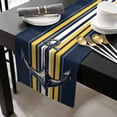 thumbnail image 3 of Nautical Anchor Cotton Linen Table Extra Long Runner 13 x 120 inch Navy Blue Yellow Striped Farmhouse Ombre Non-slip Rectangular Dining Table Decor for Wedding Party Holiday Dinner, 3 of 8