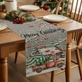 thumbnail image 2 of Burlap Table Runner 120 Inches Long,Rustic Red Truck Chalet Tree Non-Slip Kitchen Table Runners for Dining Room Everyday Use Party Table Decorations Winter Country Natural Scenery, 2 of 9