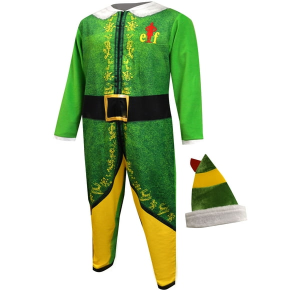Briefly Stated Mens Buddy the Elf Look Like Buddy Onesie Pajama with Hat (Medium)