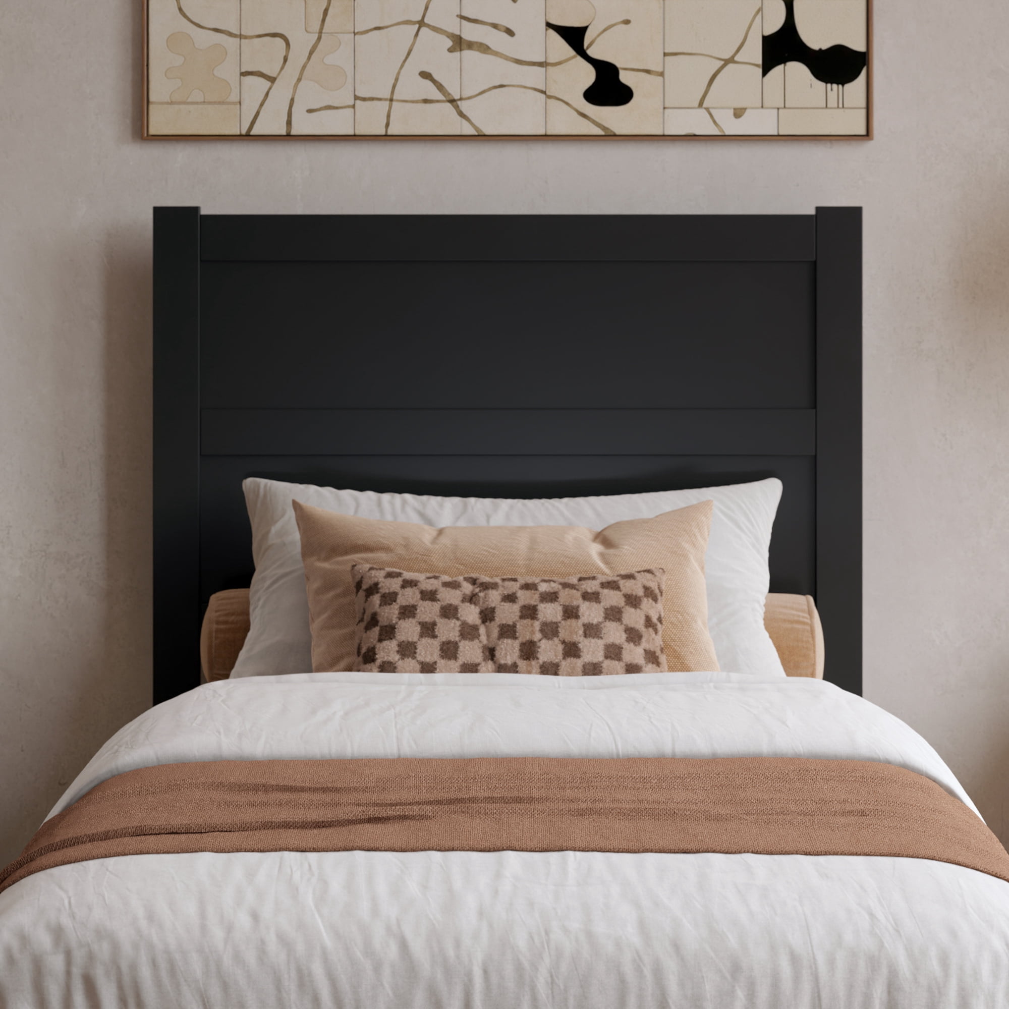 AFI Aveline Twin XL Platform Bed with Matching Footboard & Twin XL Trundle, Black