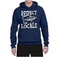 thumbnail image 2 of Wild Bobby Respect The Locals Save Our Oceans Shark Animal Lover Unisex Graphic Hoodie Sweatshirt, Navy, XX-Large, 2 of 6