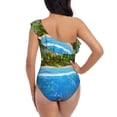 thumbnail image 5 of Sikiie Island And Coral Reef Print Women One Piece Swimsuits Tummy Control One Shoulder Bathing Suits Ruffle Swimwear, From S to XXL-XX-Large, 5 of 6