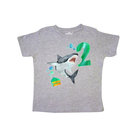 

Inktastic Second Birthday Shark with Cake Gift Toddler Boy or Toddler Girl T-Shirt