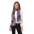 thumbnail image 2 of FORMRS Womens Scarf Winter Soft Long Big Warm Shawls Wrap Tassel Scarves, Purple Halloween Black Cat, 2 of 9