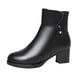 thumbnail image 1 of Botines de moda de otoño e invierno para mujer, tacón grueso, tacón medio, color liso, cremallera lateral negra, terciopelo cálido, 1 of 5