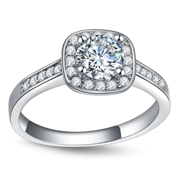 Renee Halo Engagement Ring Cz Women Gold Plated Ginger Lyne Collection