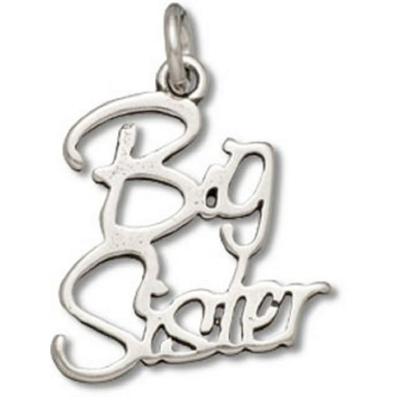 Sterling Silver 16" .8mm Box Chain Cursive Big Sister Word Pendant Necklace