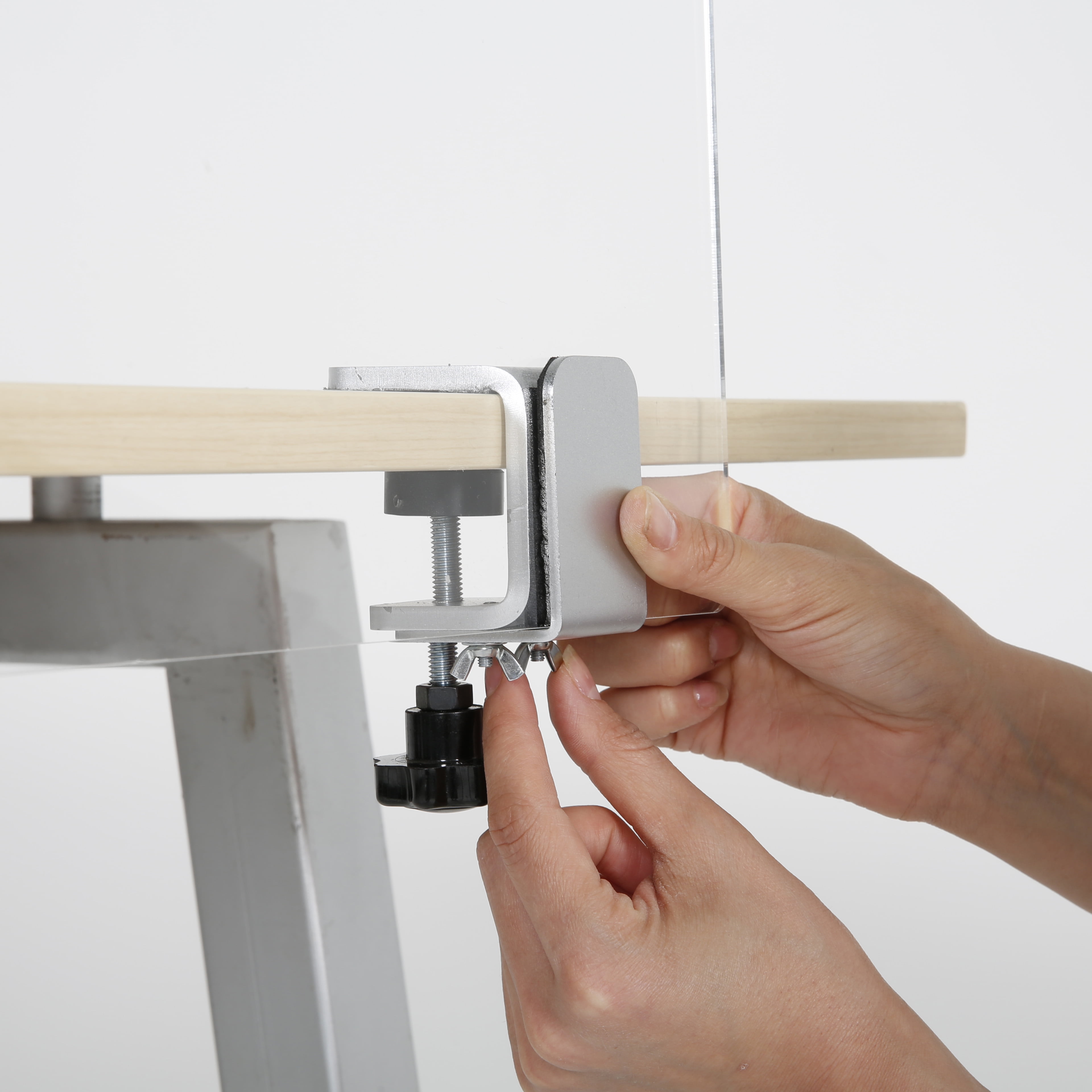 M&T Displays Edge Clamp Kit, C-Clamp for Table Panel Separator, Desktop Mount Holder Stand (2 pack)