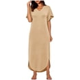 thumbnail image 4 of zbxnLI Summer Dress for Womens V Neck Short Sleeve T Shirt Dresses Casual Loose Beach Vacation Long Sundress, 4 of 7