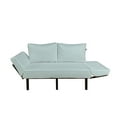 thumbnail image 2 of Japanese Futon Couch, Ocean Illustration Curvy Rippled Aqua Bubbly Sun and Rays, Daybed with Metal Frame Upholstered Sofa for Living Dorm, Loveseat, Sky Blue White, by Ambesonne, 2 of 4