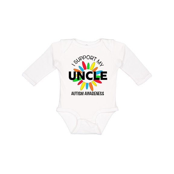 Inktastic I Support My Uncle Autism Awareness Boys or Girls Long Sleeve Baby Bodysuit