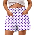 thumbnail image 2 of Cagogo Women Casual Elastic Waist Polka Dot Beach Shorts Plus Size Loose Summer Shorts Travel Lounge Outdoor, Purple S, 2 of 6