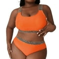 thumbnail image 6 of MSJUHEG High Waisted Bikini,Plus Size Tummy Control Swimsuits,Vintage Swimwear,Bathing Suit with Built-in Brief,Plus Size Swimsuit for Women,Tankini Swimsuits for Women, Orange 2XL, 6 of 6