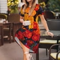 thumbnail image 3 of Disketp Marigold Flowers In Different Colors para Vestido de Manga Corta para Mujeres, Vestidos de Verano para Mujeres, Casual y Holgado para la Playa, 3 of 6